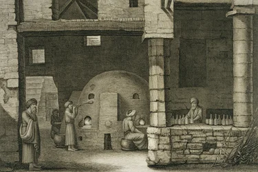 Il fabbricante di bottiglie di vetro, da Volume II Arti e Mestieri di 